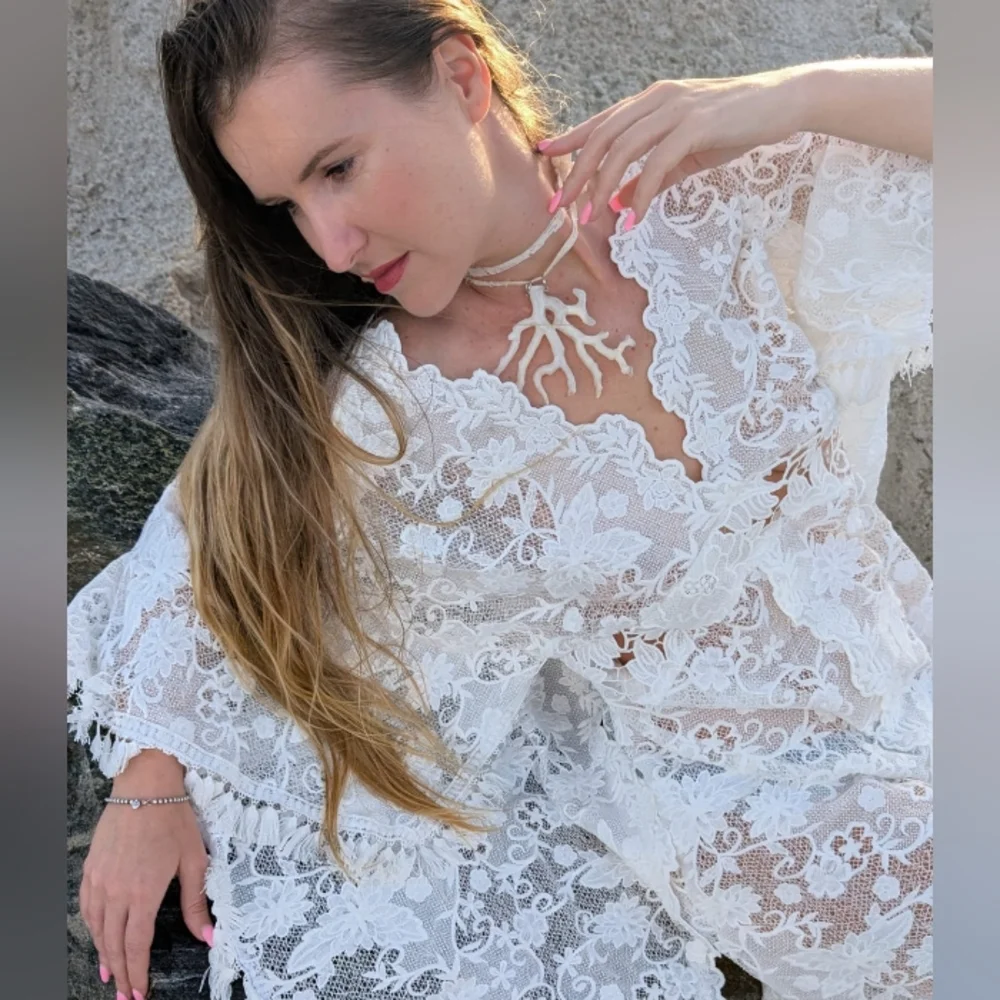 Artisan Boho Raw boyfriend Cut Choker White Coral Concept Accessory Shabby Chic - Picture 5 of 13